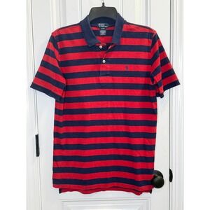 Polo Ralph Lauren Kids XL Red Navy Blue Striped Polo Shirt Preppy Classic
